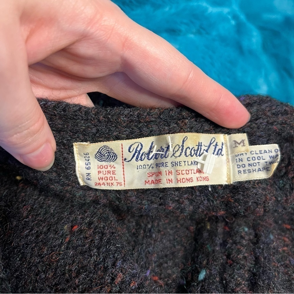 Vintage 100% Shetland Wool Sweater Size Medium Purple Speckled Retro 80s - Picture 5 of 6